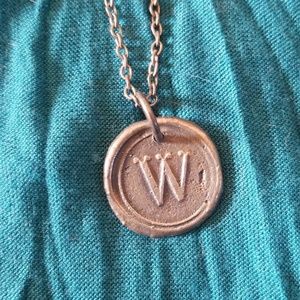 W initial wax seal necklace
